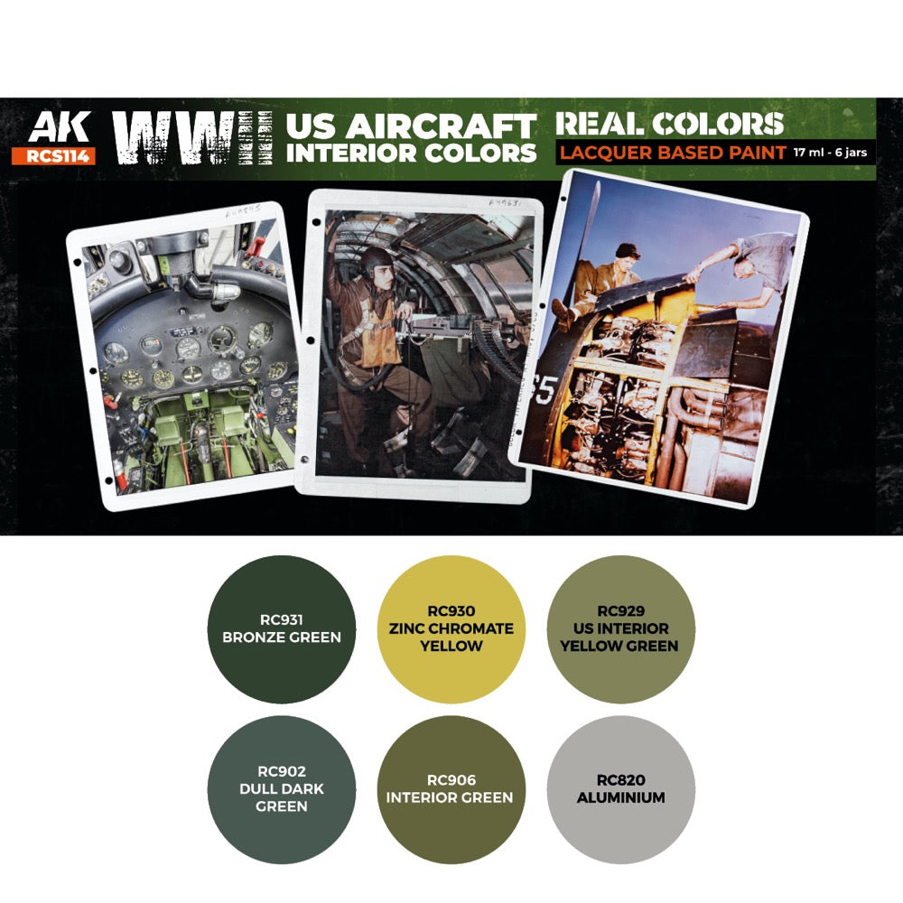 AK Interactive RCS114 Real Colors Set WWII US Aircraft Interior Colours