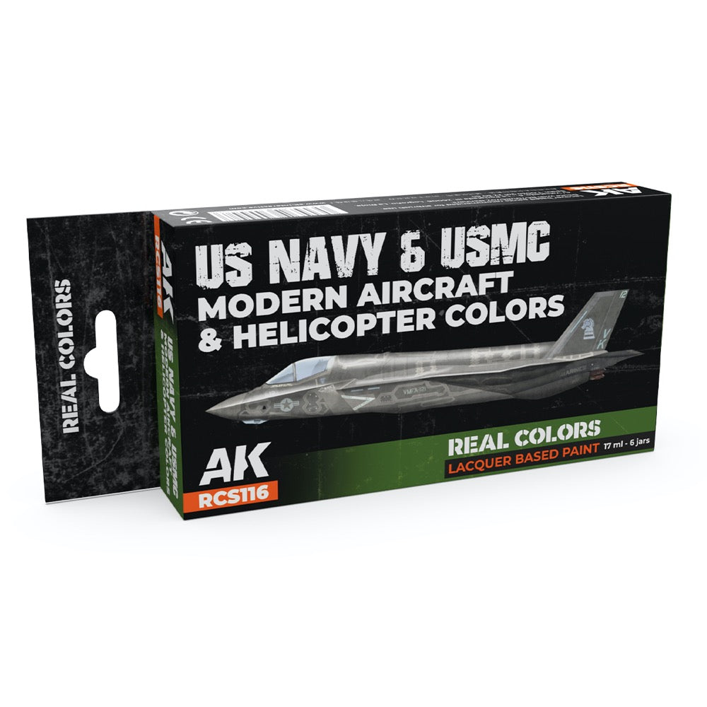 AK Interactive RCS116 Real Colors Set US Navy & USMC Modern Aircraft & Helicopter Colours