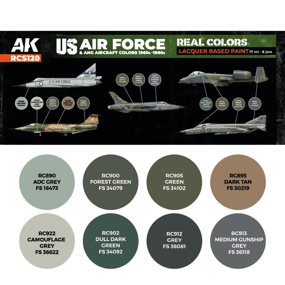 AK Interactive RCS120 Real Colors Set US Air Force & ANG Aircraft Colours 1960s-1980s