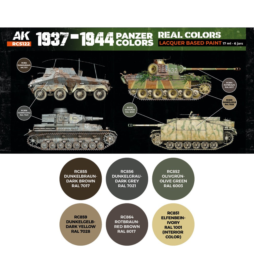 AK Interactive RCS122 Real Colors Set 1937-1944 Panzer Colours