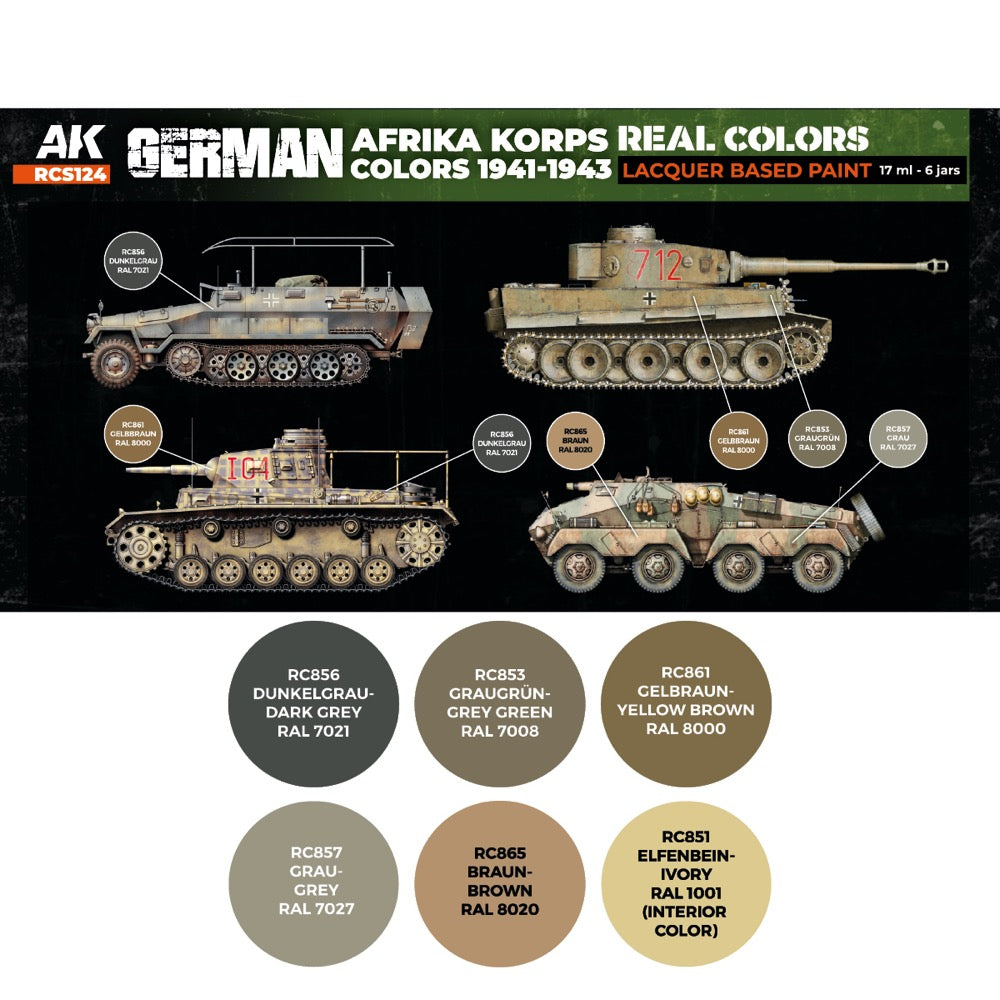 AK Interactive RCS124 Real Colors Set German Afrika Korps Colours 1941-1943