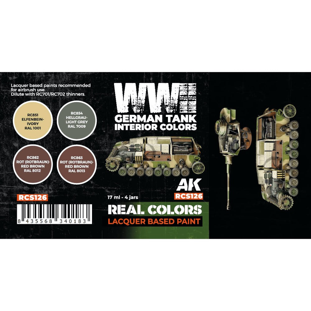 AK Interactive RCS126 Real Colors Set WWII German Tank Interior Colours