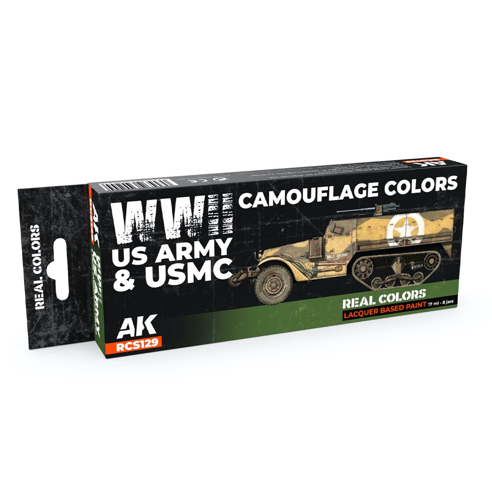 AK Interactive RCS129 Real Colors Set WWII US Army & USMC Camouflage Colours