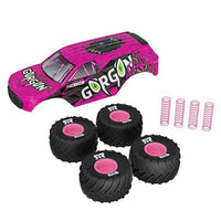 Arrma 3987 Gorgon Grom Body Bundle with Painted Body Wheels and Springs Pink