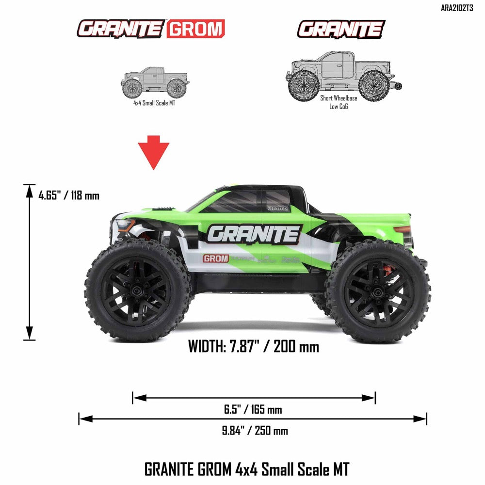Arrma Granite Grom 1/18 4x4 Monster Truck (Green) ARA2102T3