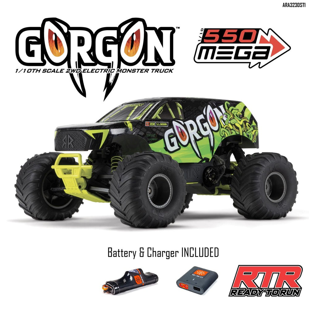 Arrma 1/10 Gorgon 2wd RC Monster Truck Yellow ARA3230ST1