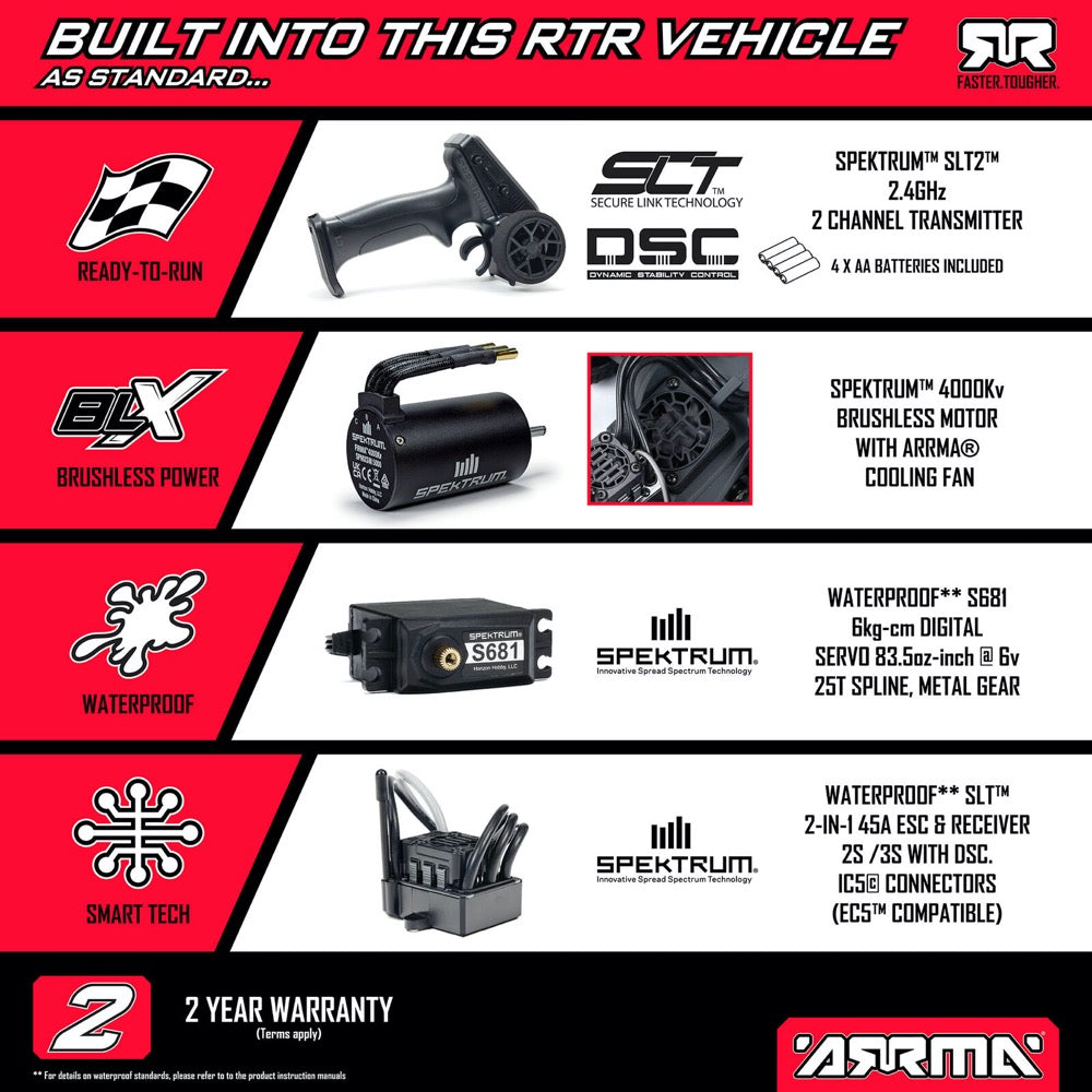 Arrma Quake 223S BLX DSC 1/10 2WD Monster Truck RTR Green ARA3537T2
