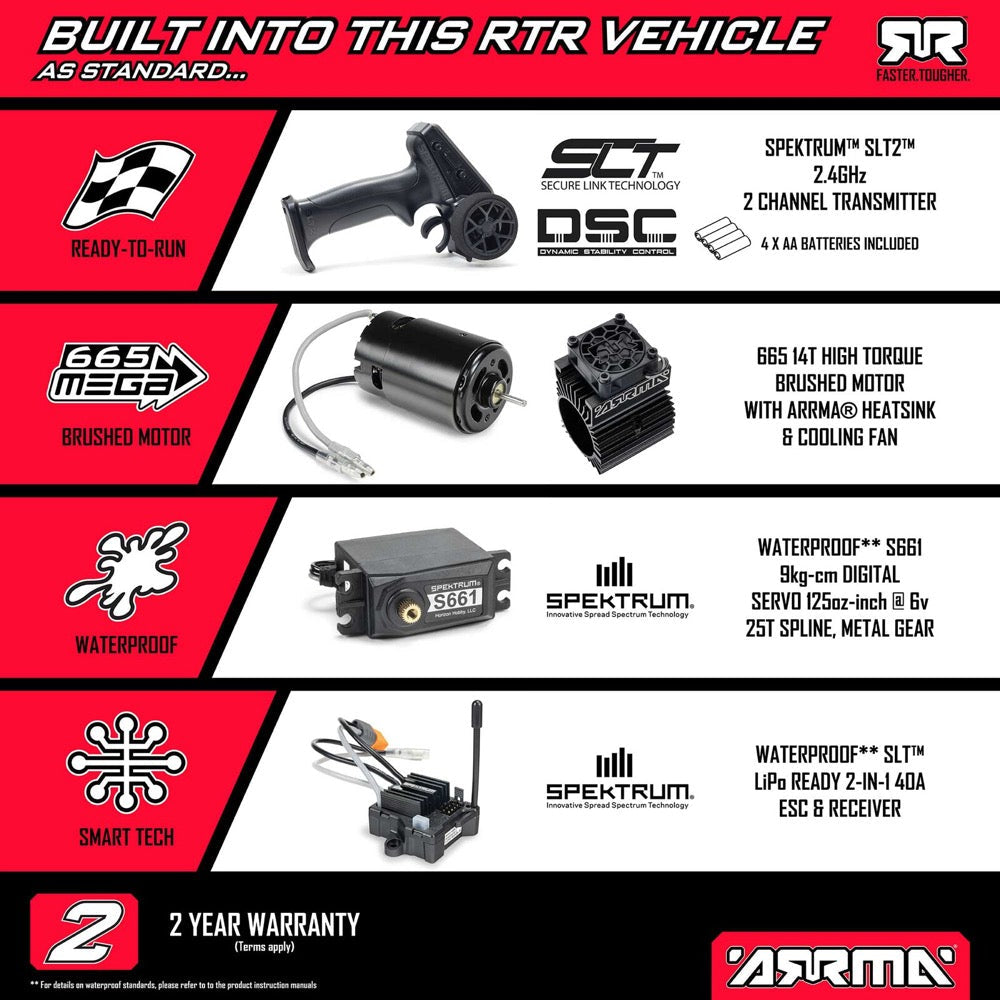 Arrma Granite MEGA 665 1/10 4X4 Brushed Monster Truck RTR (Orange) ARA4202V4T3