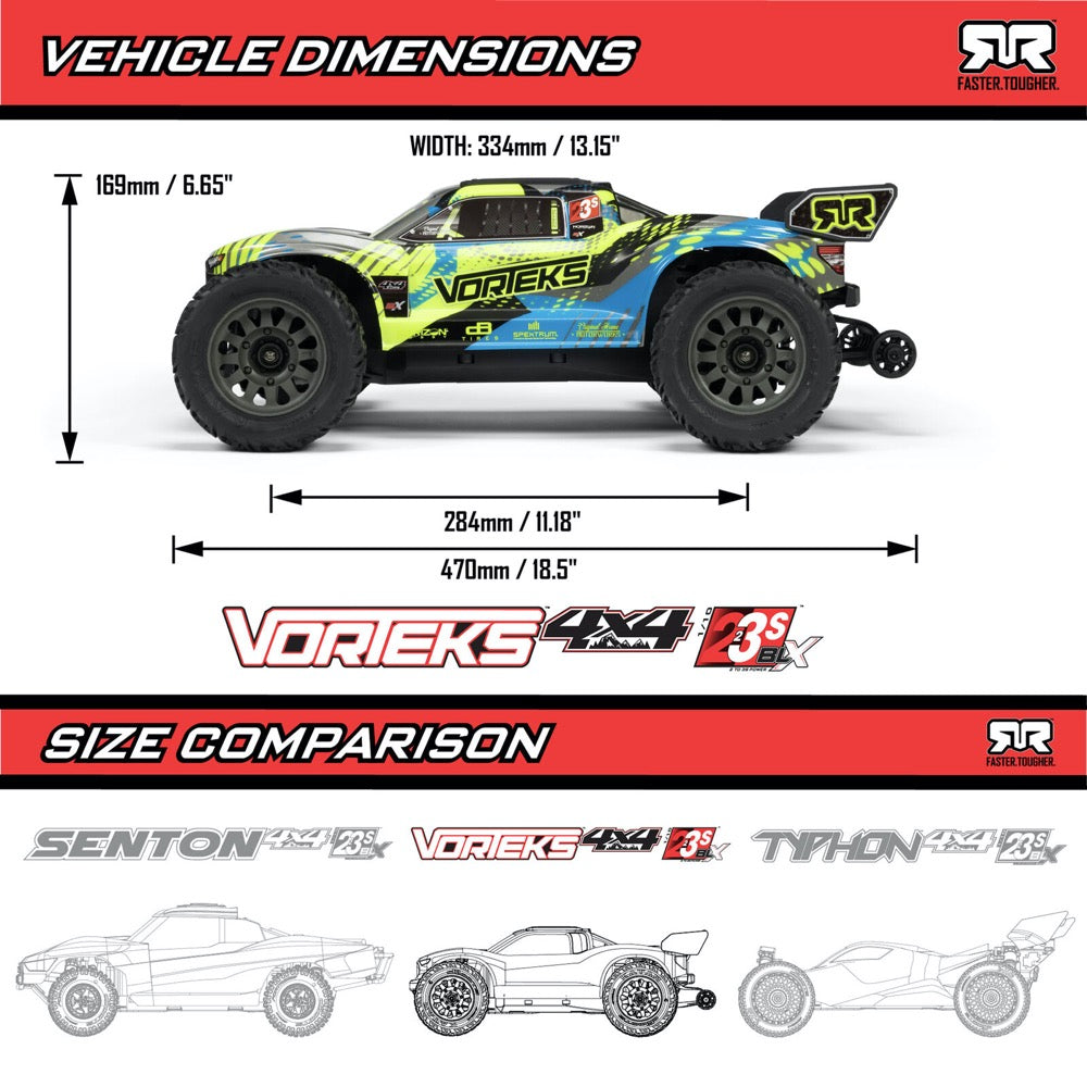 Arrma ARA4305V4T2 Vorteks V4 4X4 223S BLX Stadium Truck RTR Teal