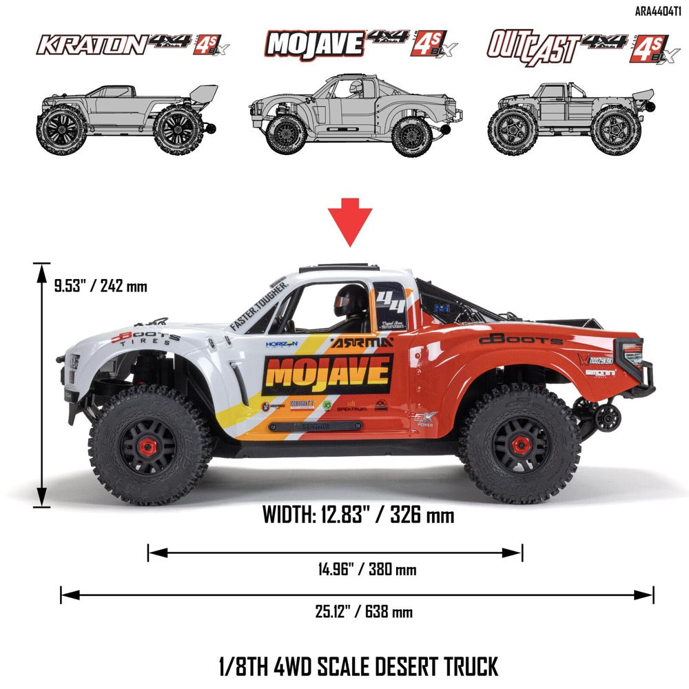 Arrma 1/8 Mojave 4X4 BLX 4S Desert Truck (Blue/Red) ARA4404T2