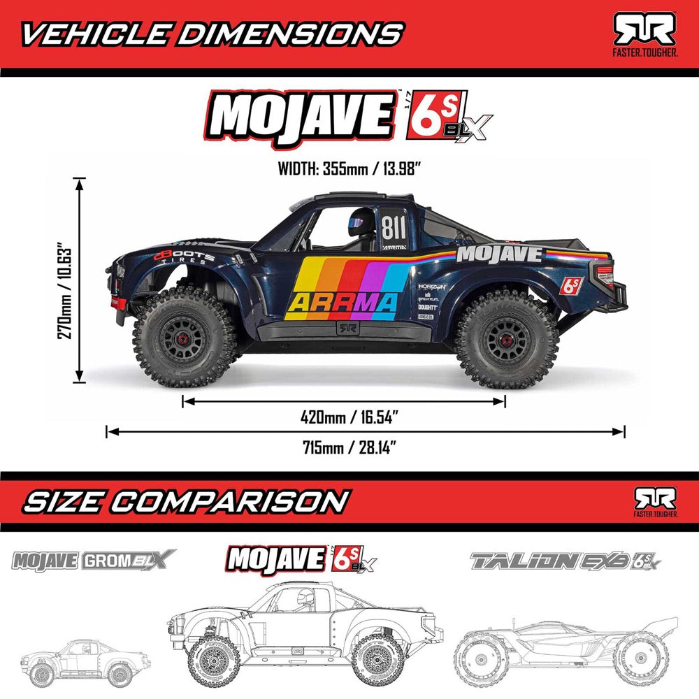 Arrma Mojave 6S BLX V3 1/7 Desert Truck (Blue)