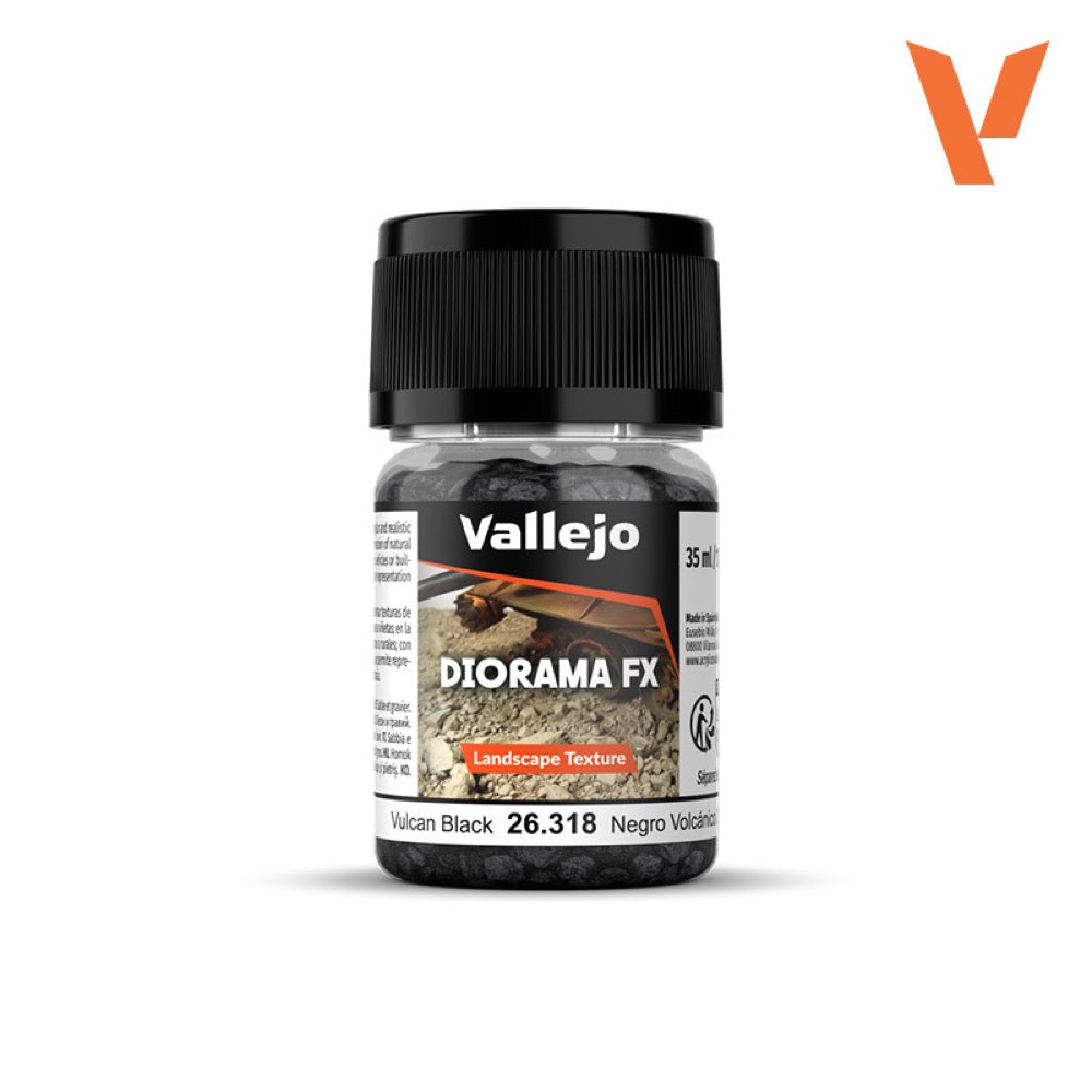 Vallejo 26318 Diorama FX Landscape Textures Vulcan Black 35ml 2-5mm