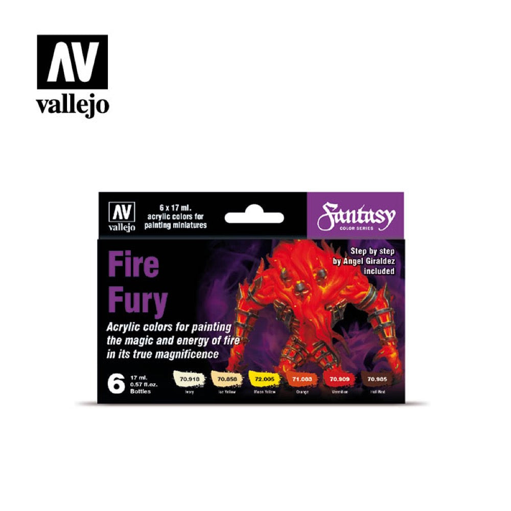Vallejo 70243 Model Color Fire Fury Acrylic 6 Color Paint Set