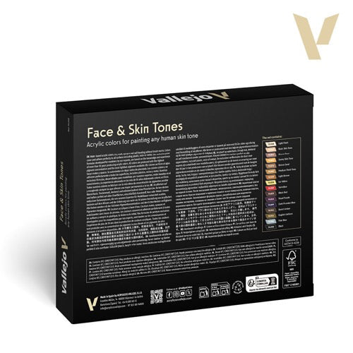Vallejo 70258 Model Colour Face & Skin Tones 16 Colours Acrylic Paint Set