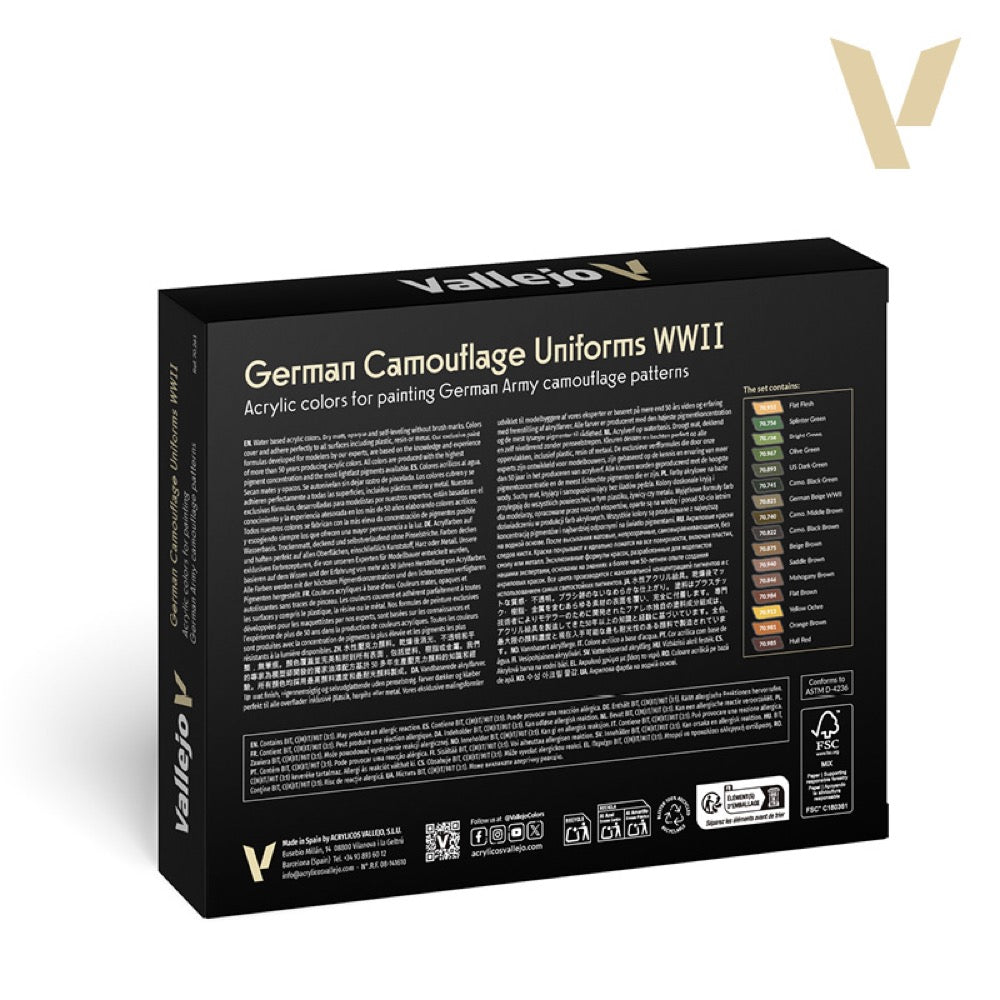 Vallejo Model Colour AV70261 German Camouflage Uniforms WWII (16 Colours) Acrylic Paint Set