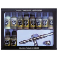 Vallejo 71168 Model Air Camouflage Colors and Airbrush 10 Color and Airbrush Set