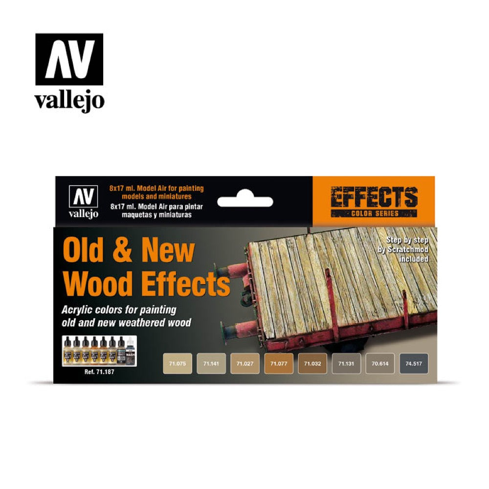 Vallejo 71187 Model Air Old and New Wood Effects 8 Color Set