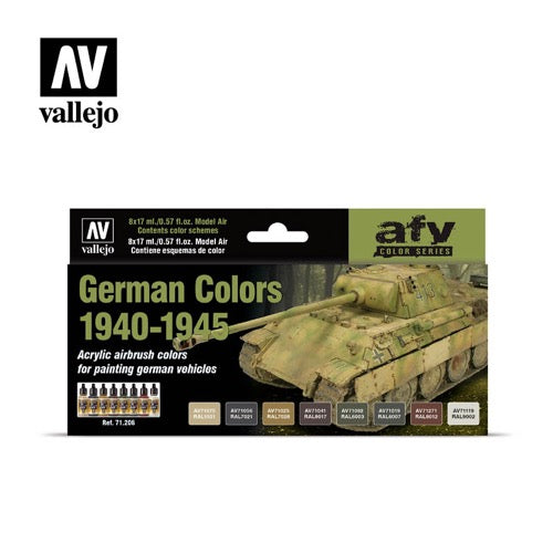 Vallejo 71206 Model Air German Colors 1940-1945 8 Color Acrylic Airbrush Paint Set