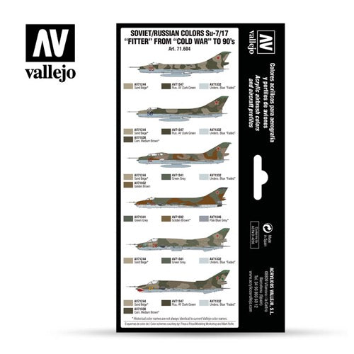 Vallejo 71604 Model Air Soviet / Russian Su-7/17 Fitter Cold War to 80s 8 Color Acrylic Paint Set
