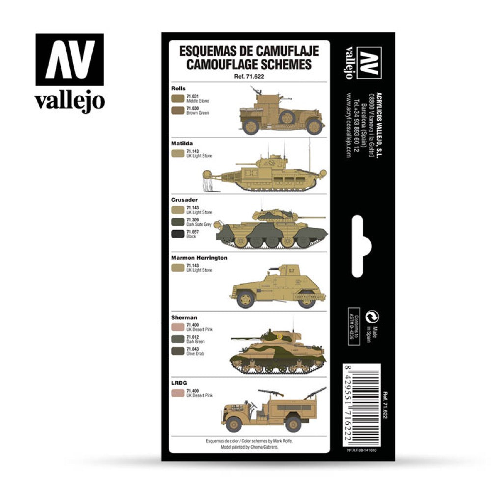Vallejo 71622 Model Air WWII British Colors Africa 1939-1943 8 Color Acrylic Paint Set