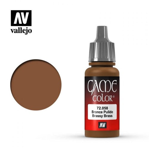 Vallejo 72058 Game Color Metal Brassy Brass 18ml Acrylic Paint