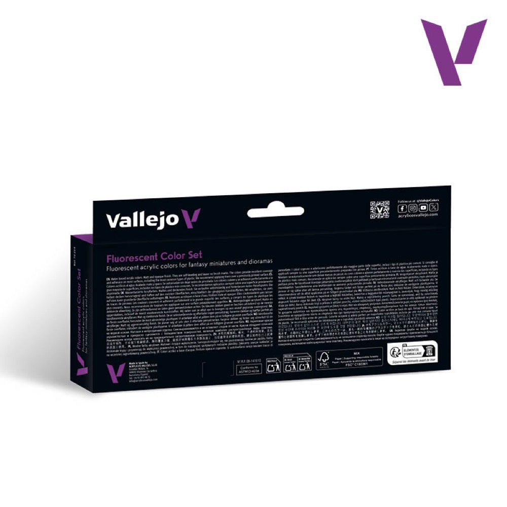 Vallejo Game Colour Fluorescent Colours 8 Colour Acrylic Paint Set