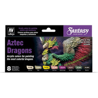 Vallejo 72306 Fantasy Color Series Aztec Dragons 8 Color Acrylic Paint Set