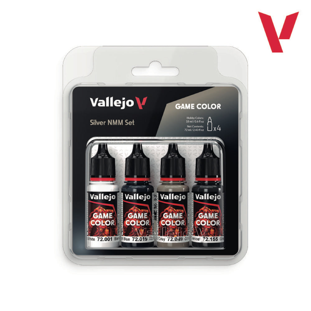 Vallejo Game Colour Silver NMM 4 Colour Acrylic Paint Set