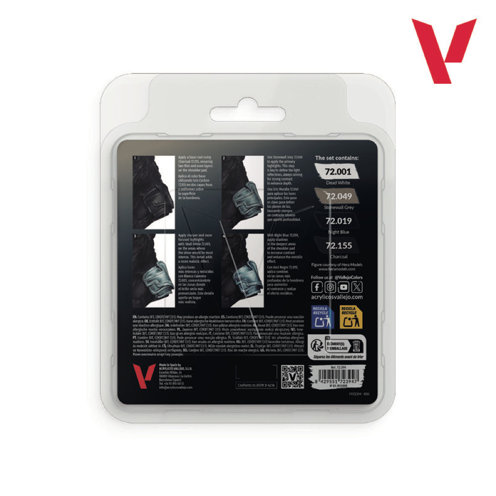 Vallejo Game Colour Silver NMM 4 Colour Acrylic Paint Set