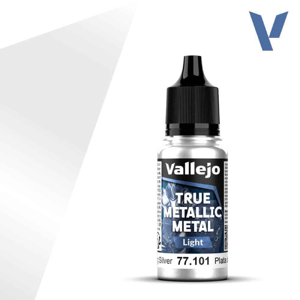 Vallejo 77101 True Metallic Metal Light Sterling Silver 18 ml