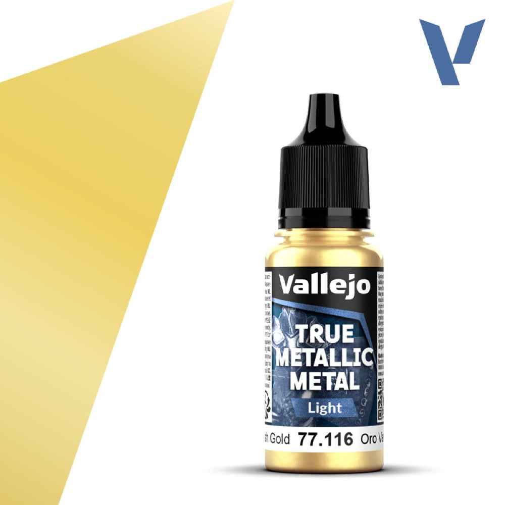 Vallejo 77116 True Metallic Metal Light Greenish Gold 18 ml