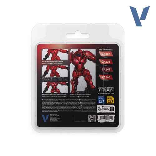 Vallejo 77254 True Metallic Metal Ruby Red 4 Colour Paint Set