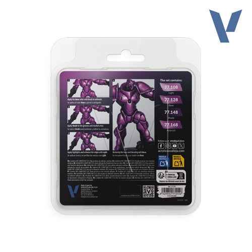Vallejo 77255 True Metallic Metal Amethyst Purple 4 Colour Paint Set