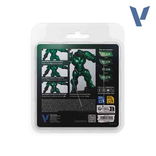 Vallejo 77257 True Metallic Metal Dusken Green 4 Colour Paint Set