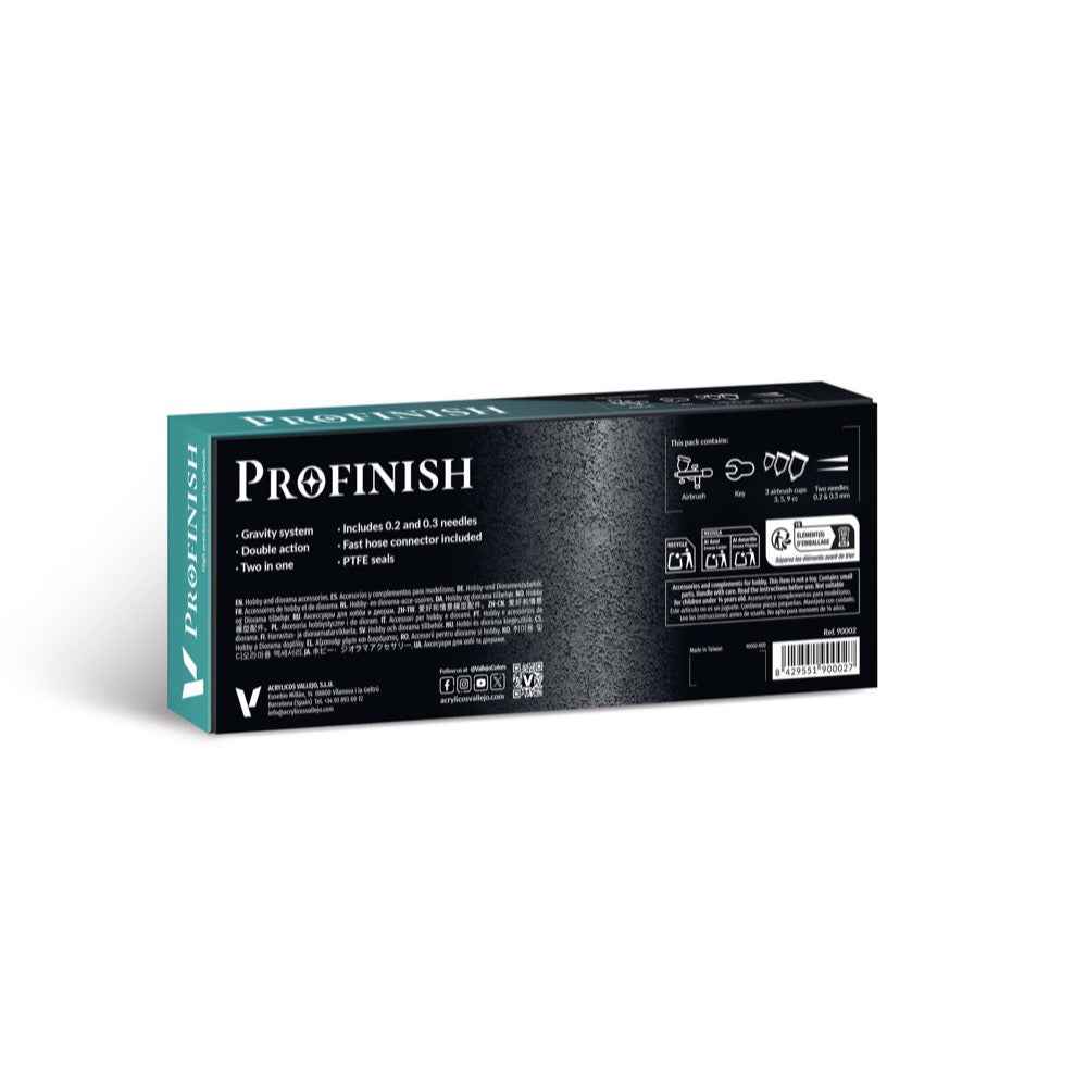 Vallejo 90002 Profinish Gravity System 2 in 1 0.2 & 0.3 Professional Airbrush