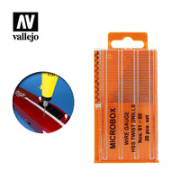 Vallejo Hobby Tools T01002 Microbox Wire Gauge HSS Twist Drill Set (20) No.61 - 80