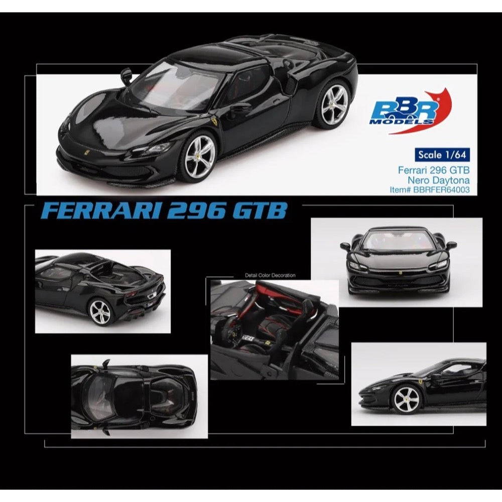 BBR 1/64 Ferrari 296 GTB Nero Daytona