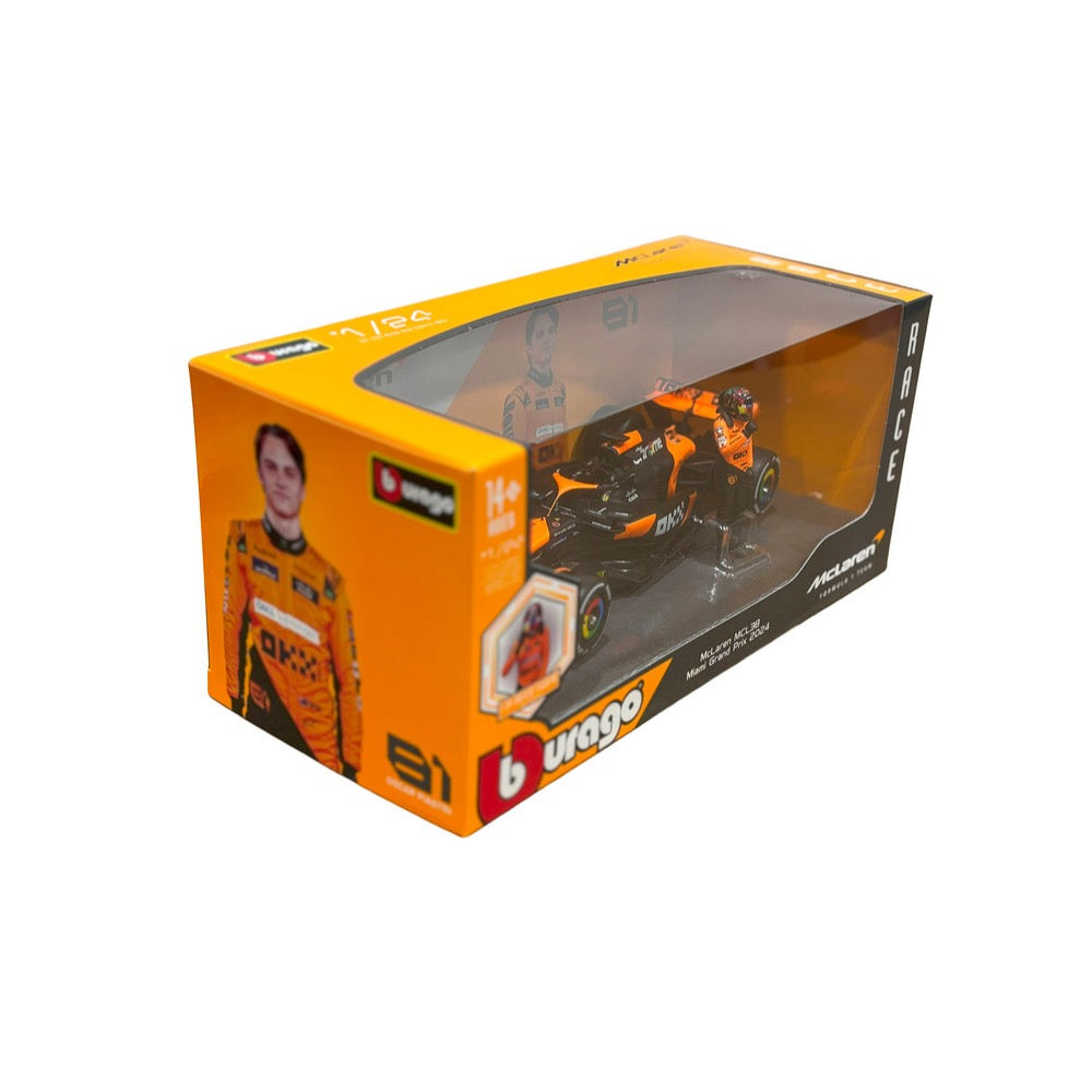 Bburago 28040P 1/24 McLaren MCL38 2024 No.81 Oscar Piastri with Figure