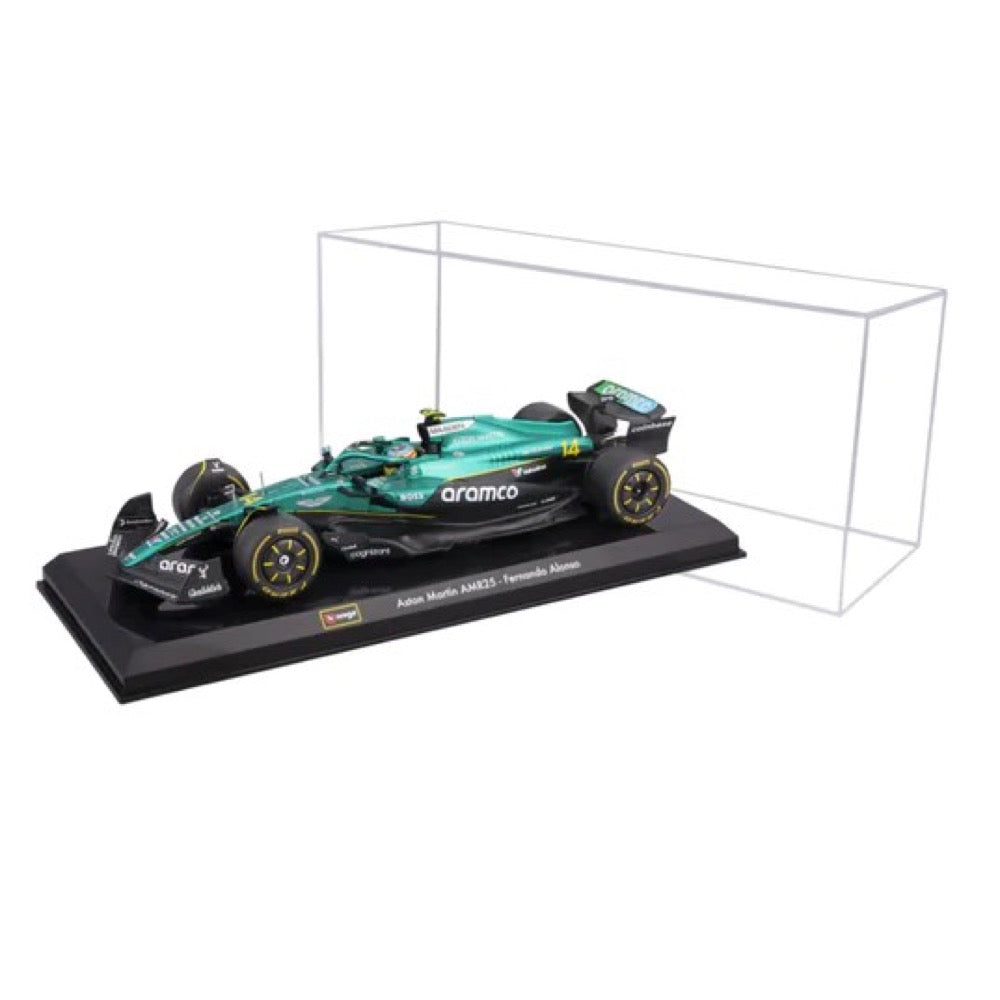 Bburago 28070A 1/24 Aston Martin AMR 25 No.14 Fernando Alonso with Helmet and Showcase