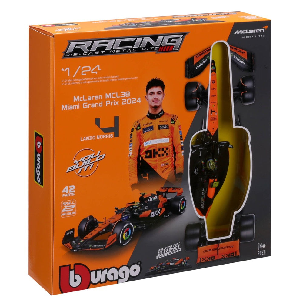 Bburago 28504N 1/24 McLaren MCL38 2024 No.4 Lando Norris Model Kit