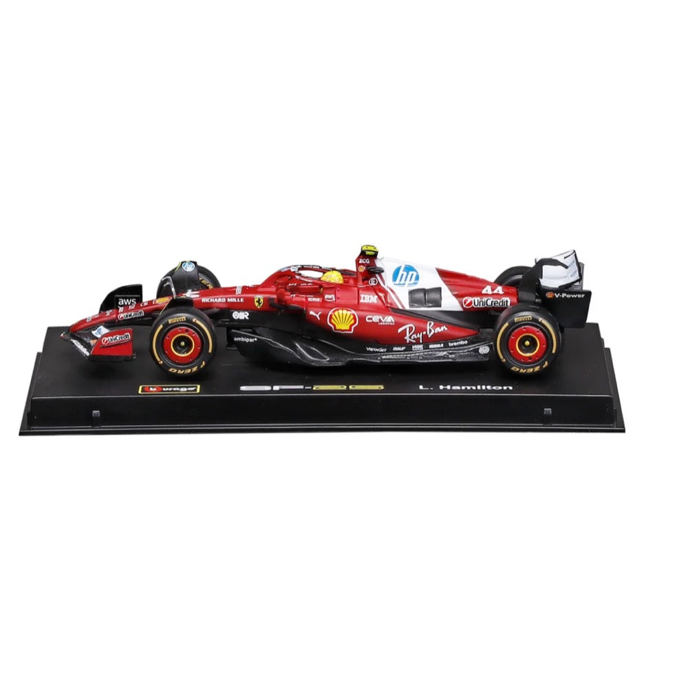 Bburago 36852H 1/43 Ferrari SF-25 No.44 Lewis Hamilton with Helmet and Showcase