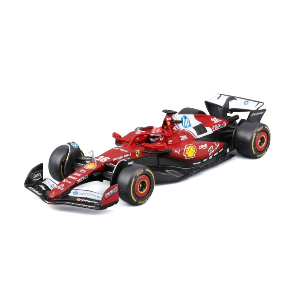 Bburago 36852L 1/43 Ferrari SF-25 No.16 Charles Leclerc with Helmet and Showcase