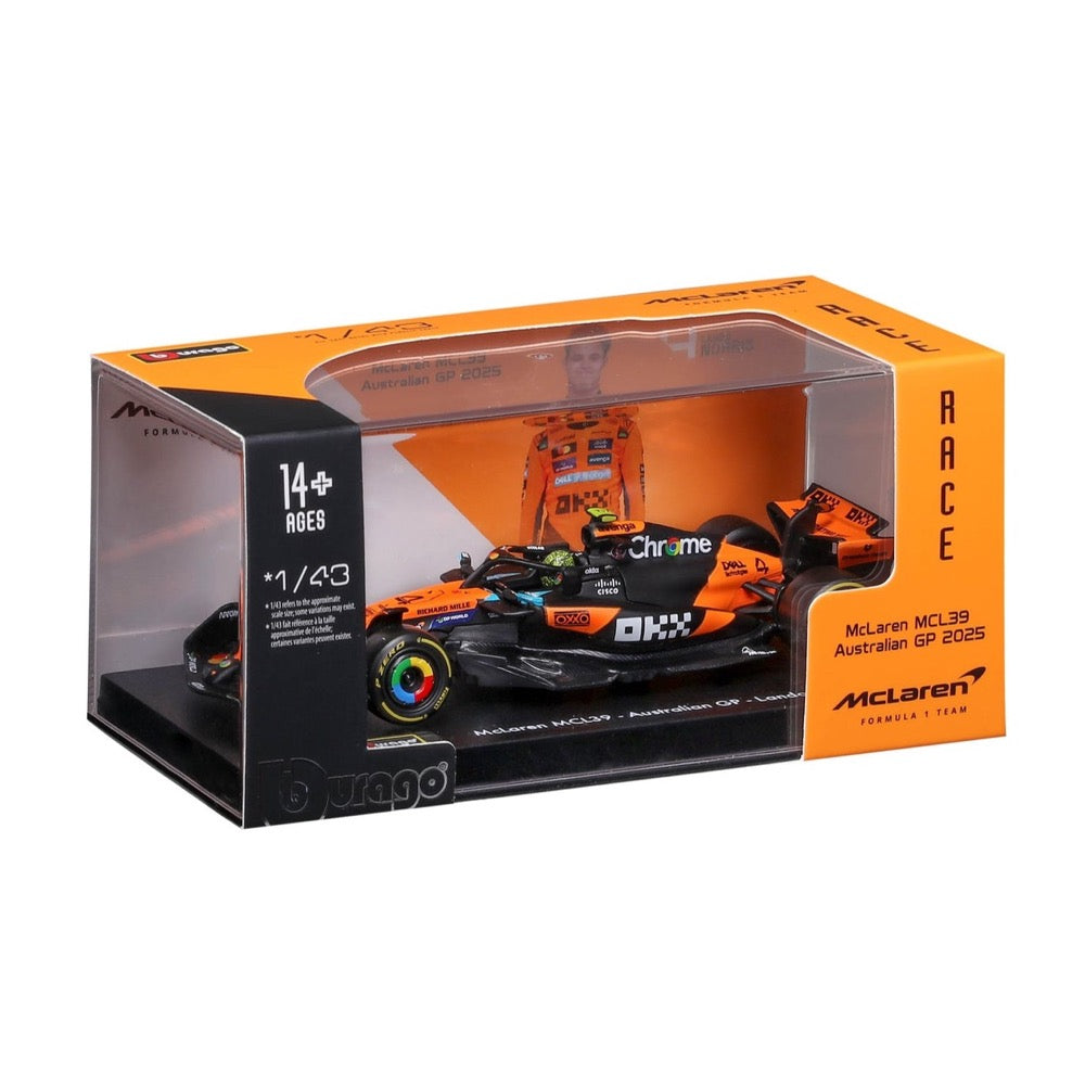 Bburago 38249N 1/43 McLaren MCL 39 No.4 Lando Norris with Helmet and Showcase