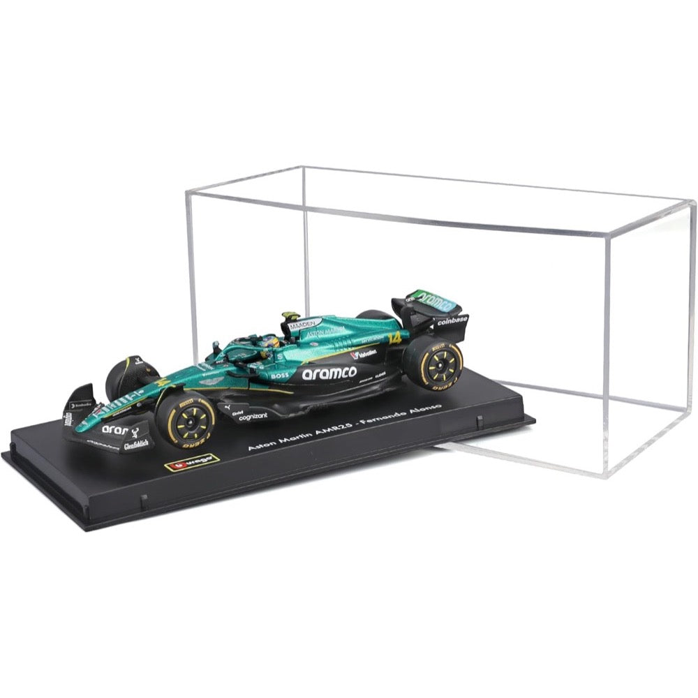 Bburago 38251A 1/43 Aston Martin AMR 25 No.14 Fernando Alonso with Helmet and Showcase