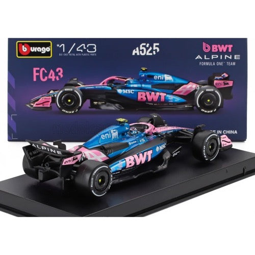 Bburago 38258C 1/43 BWT Alpine A525 No.43 Franco Colapinto with Helmet and Showcase