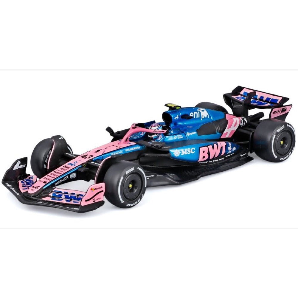 Bburago 38258C 1/43 BWT Alpine A525 No.43 Franco Colapinto with Helmet and Showcase