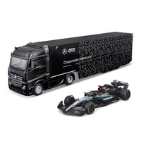 Bburago 1/43 Mercedes Transporter with W15 F1 Car 2024