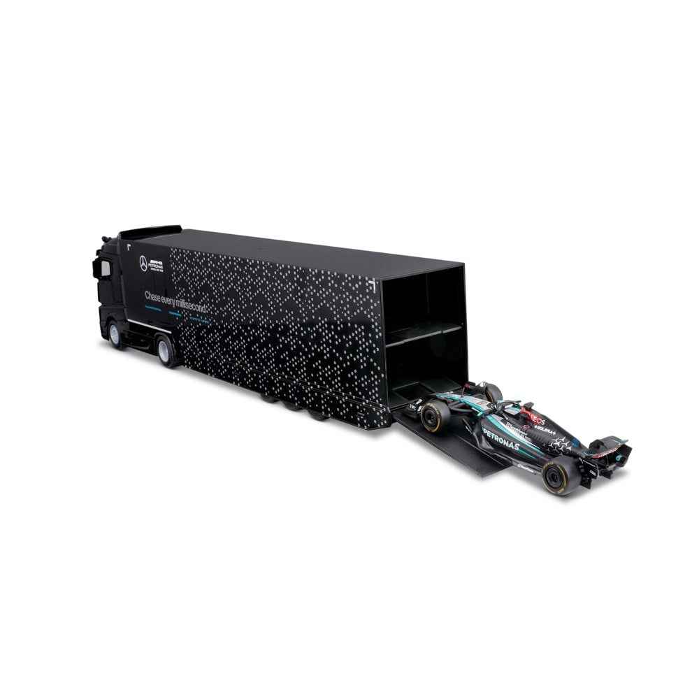Bburago 1/43 Mercedes Transporter with W15 F1 Car 2024