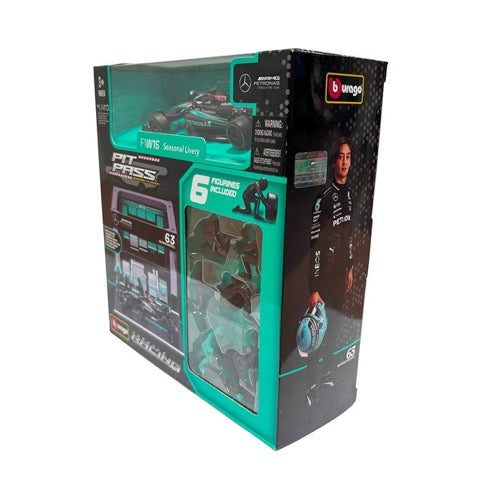 Bburago 38452 1/43 2024 No.63 George Russell Mercedes AMG Pit Pass Competition Set