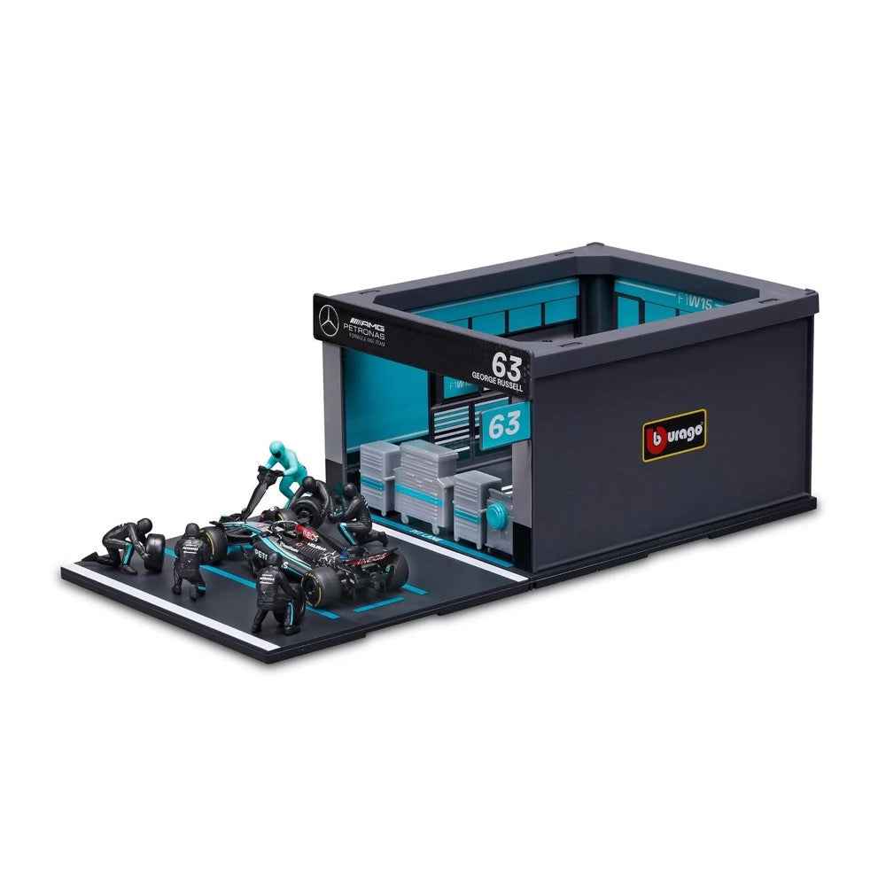 Bburago 38452 1/43 2024 No.63 George Russell Mercedes AMG Pit Pass Competition Set